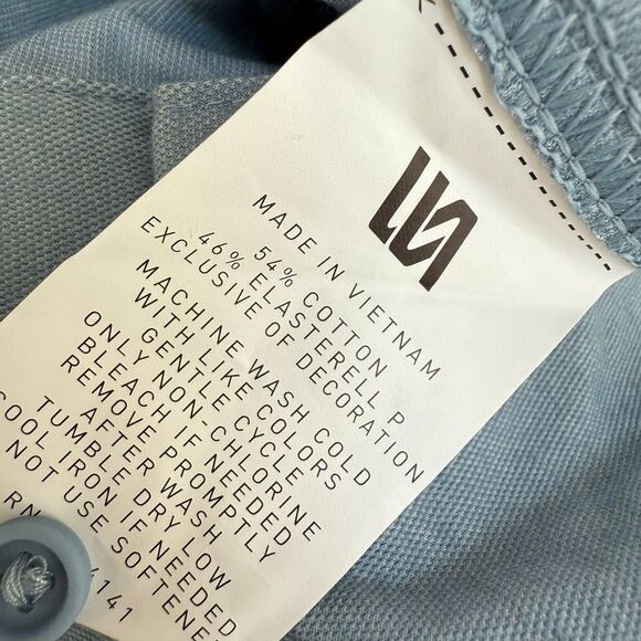 VRST Men's Refined Knit Short Sleeve Button Up Collared Shirt muted denim S NWT - Picture 4 of 6